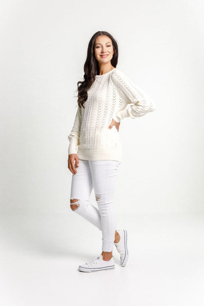 Knitted Grace Crew - Sale - Lace Cream