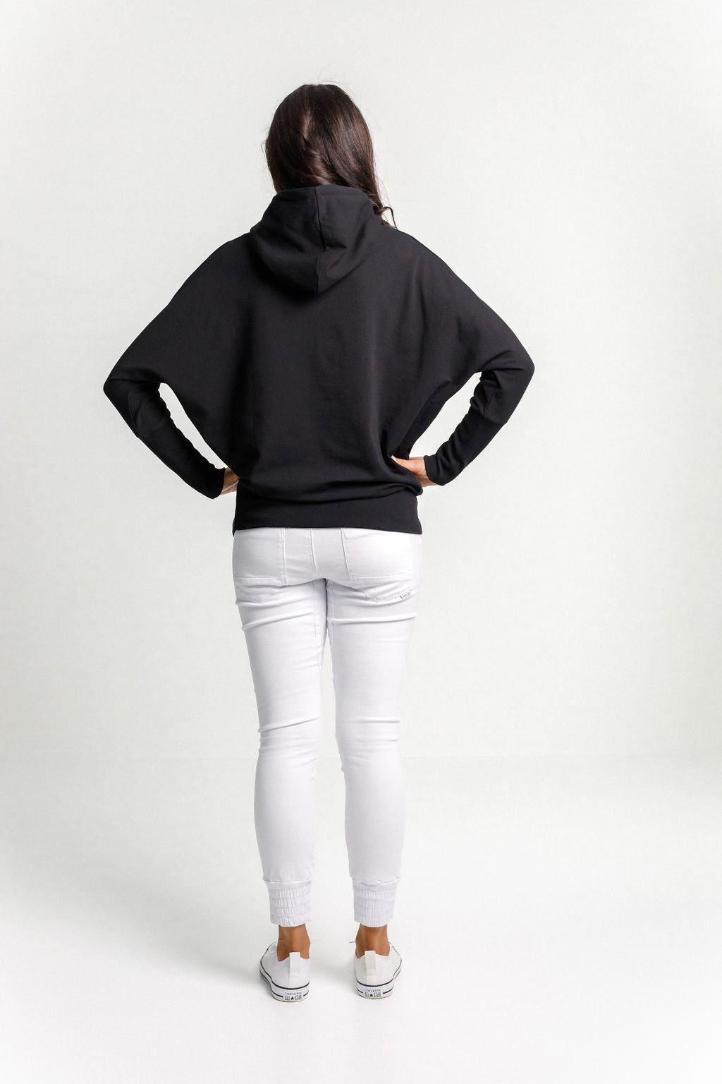 Ellen Hoodie - Winter Weight - Sale - Black with Meta Floral X