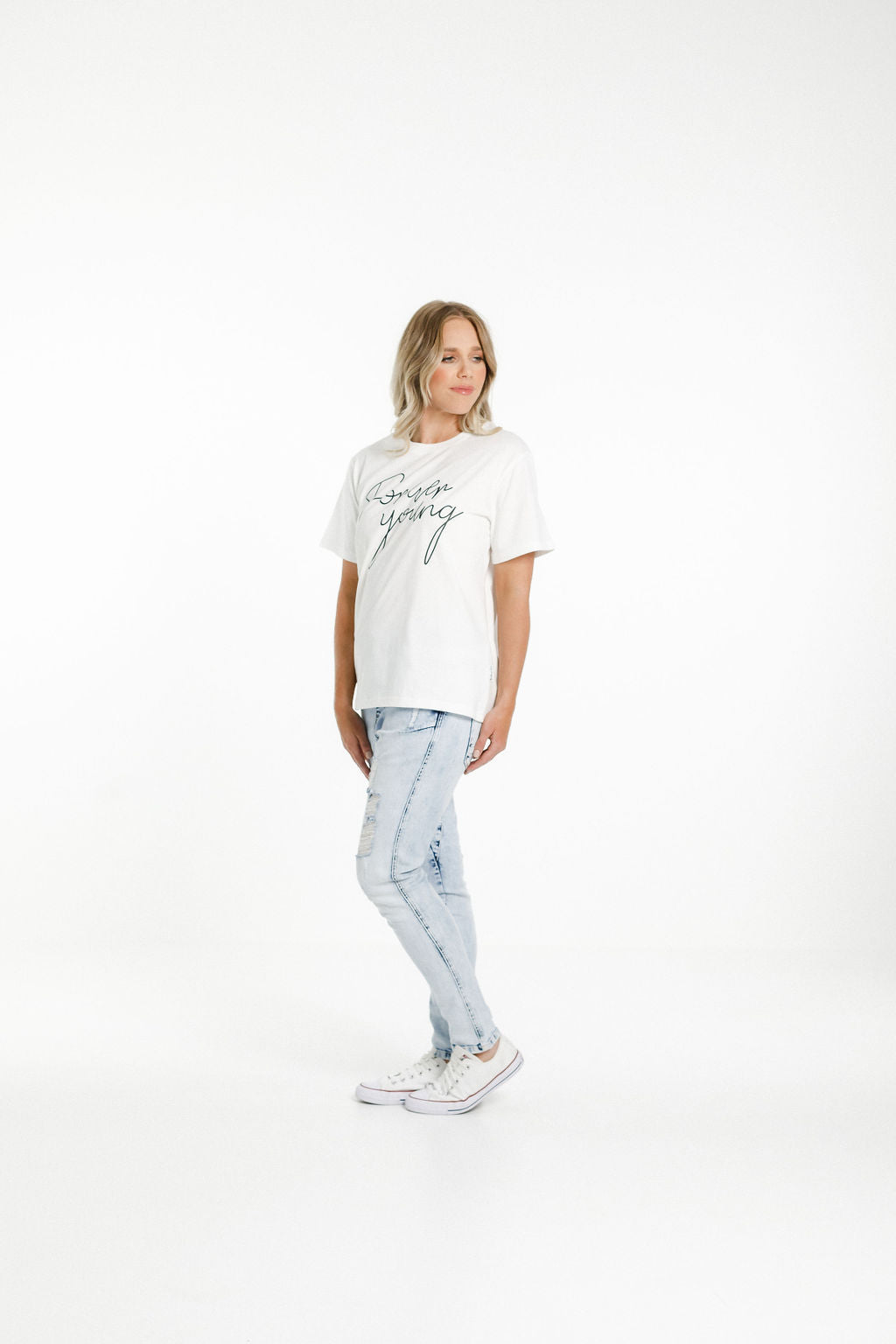 Chris Tee - Sale - White with Black Forever Young