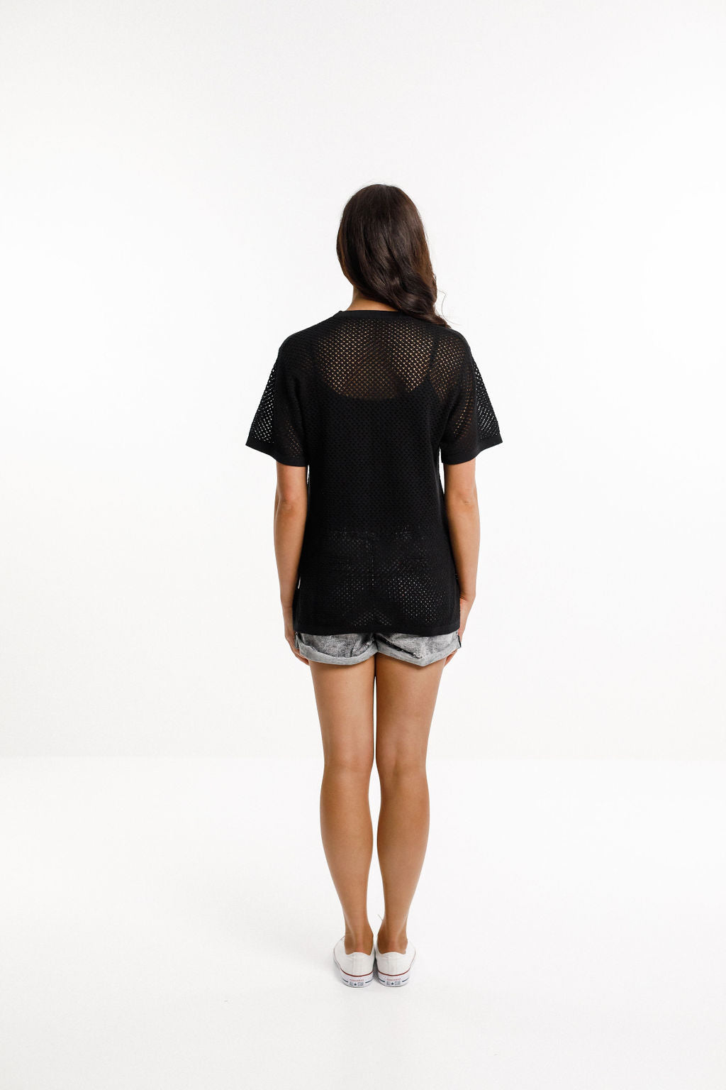 Chris Knitted Tee - Sale - Open Weave Black