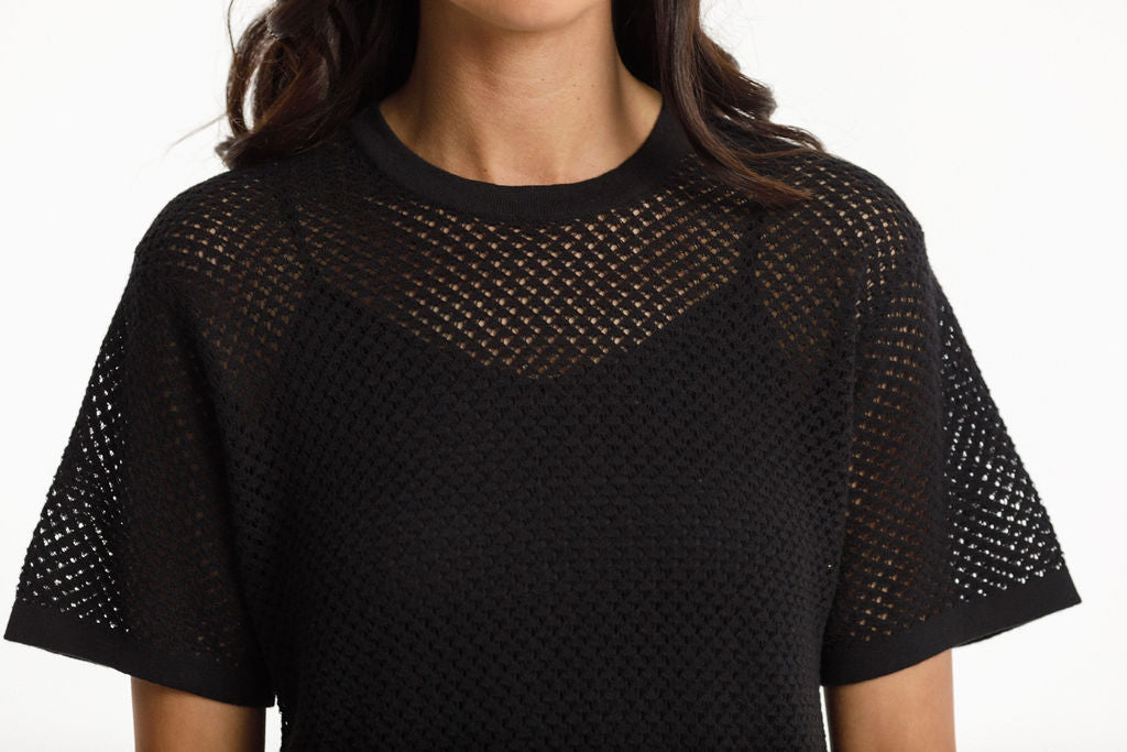 Chris Knitted Tee - Sale - Open Weave Black