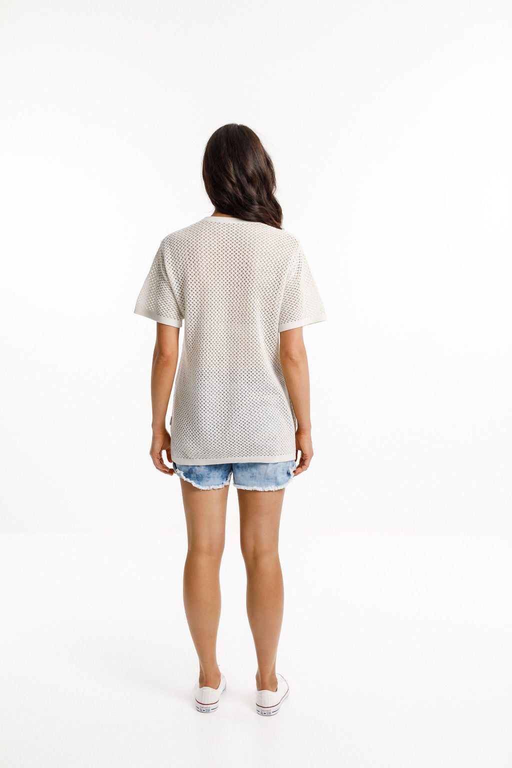 Chris Knitted Tee - Open Weave Riverstone