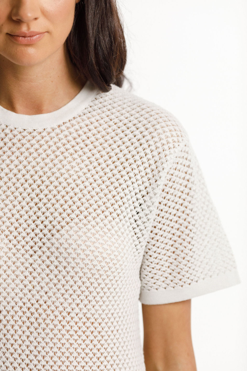 Chris Knitted Tee - Open Weave Riverstone