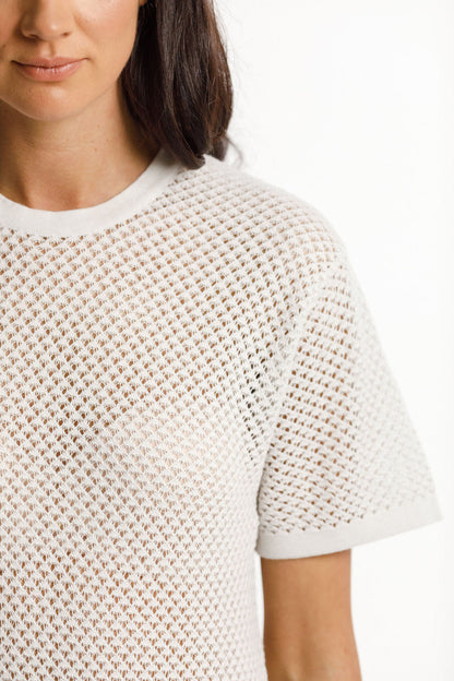 Chris Knitted Tee - Sale - Open Weave Riverstone