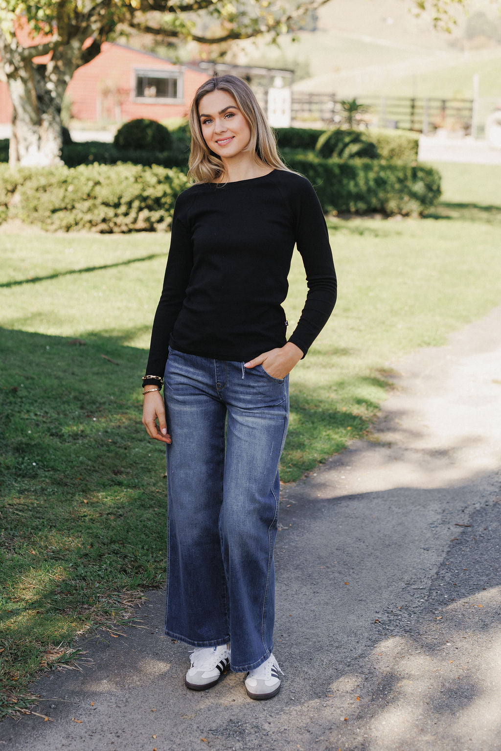 Ribbed Raglan Long Sleeve - Black