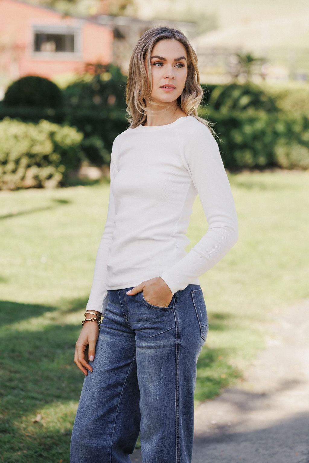 Ribbed Raglan Long Sleeve - Vanilla