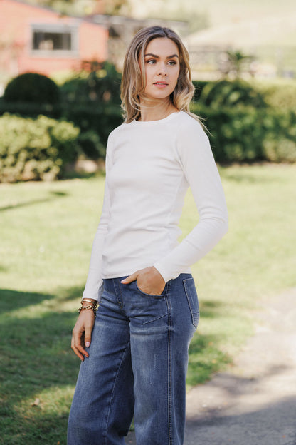 Ribbed Raglan Long Sleeve - Vanilla