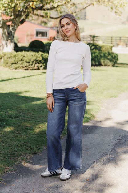 Ribbed Raglan Long Sleeve - Vanilla