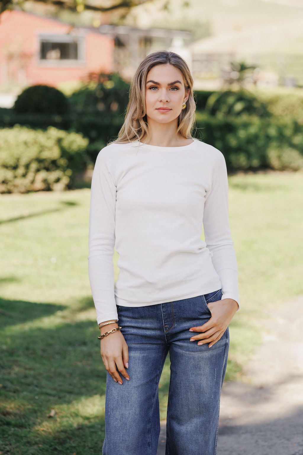 Ribbed Raglan Long Sleeve - Vanilla