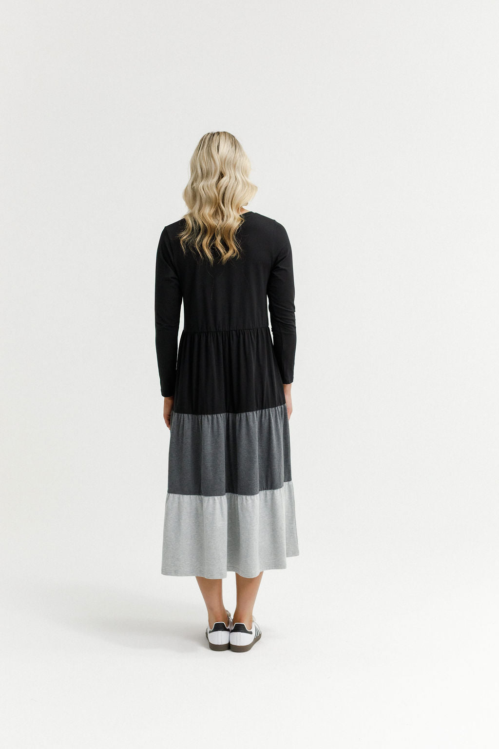 Long Sleeve Kendall Dress - Black/Charcoal/Grey