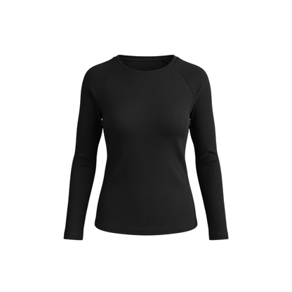 Ribbed Raglan Long Sleeve - Black