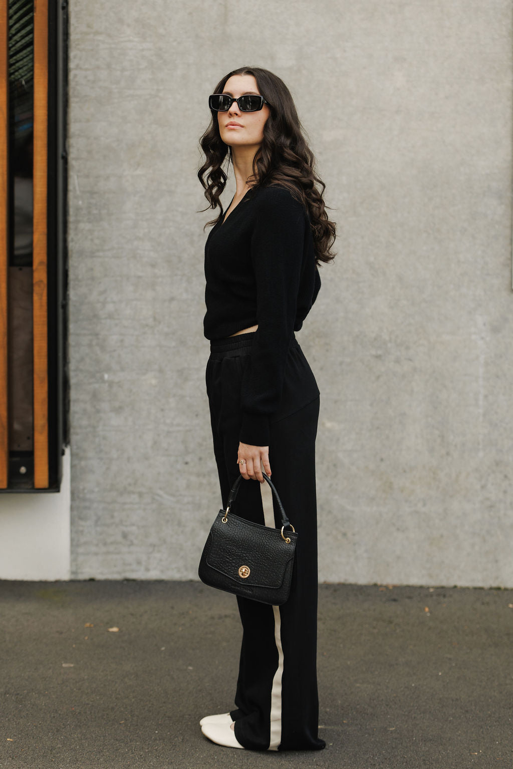 Palazzo Pants - Black and Sand