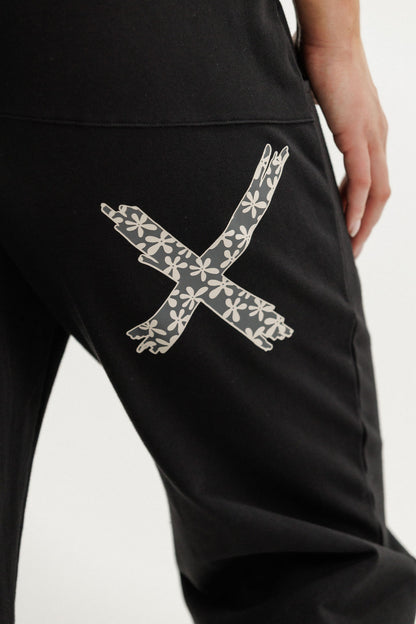 Apartment Pants - Winter Weight - Black with Graphite Daisy X