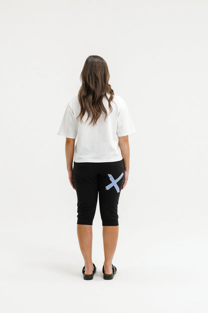 COMING SOON - 3/4 Apartment Pants - Black with Hydrangea/White X