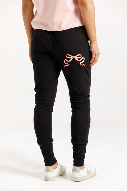 Apartment Pants - Black with Blossom Berry Bow