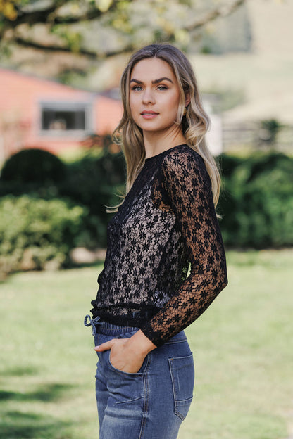 Knox Lace Long Sleeve - Black Meadow