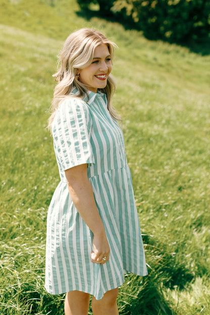 Cleo Mini Dress - Apple Stripes