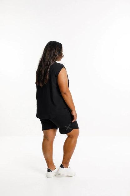Apartment Shorts - Black with Large Black Matte X Print