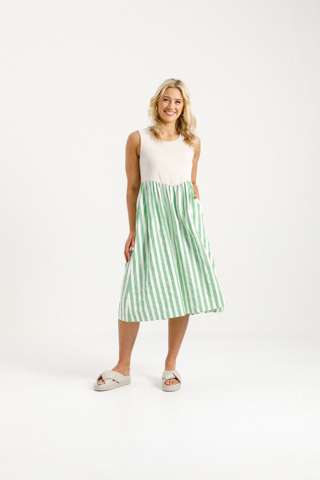Taytum Dress - Apple Stripes