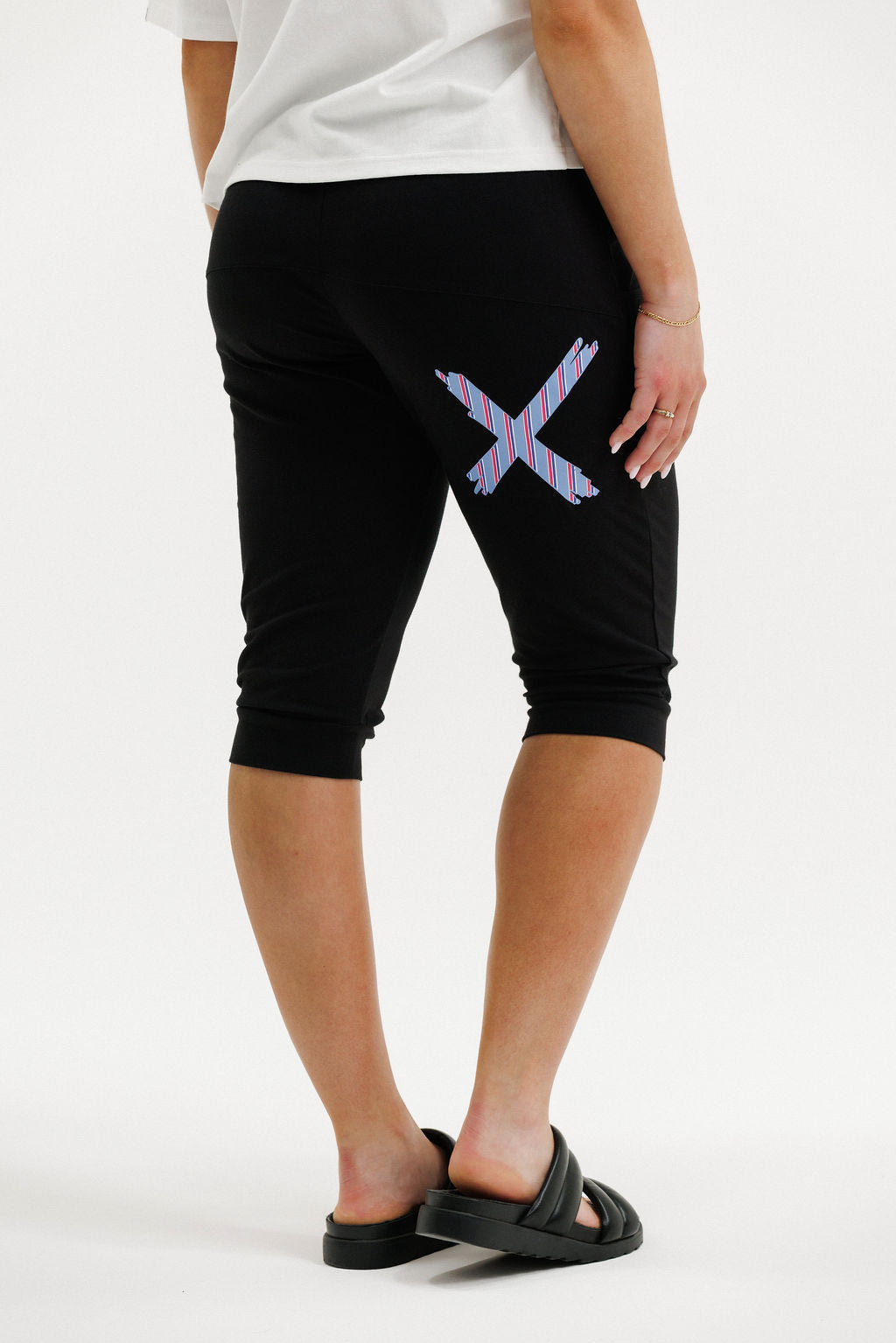 COMING SOON - 3/4 Apartment Pants - Black with Blue Haven Stripe X