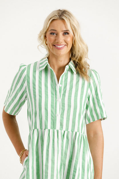 Cleo Mini Dress - Apple Stripes