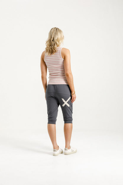 Coming Soon - 3/4 Apartment Pants - Graphite with Ivory X