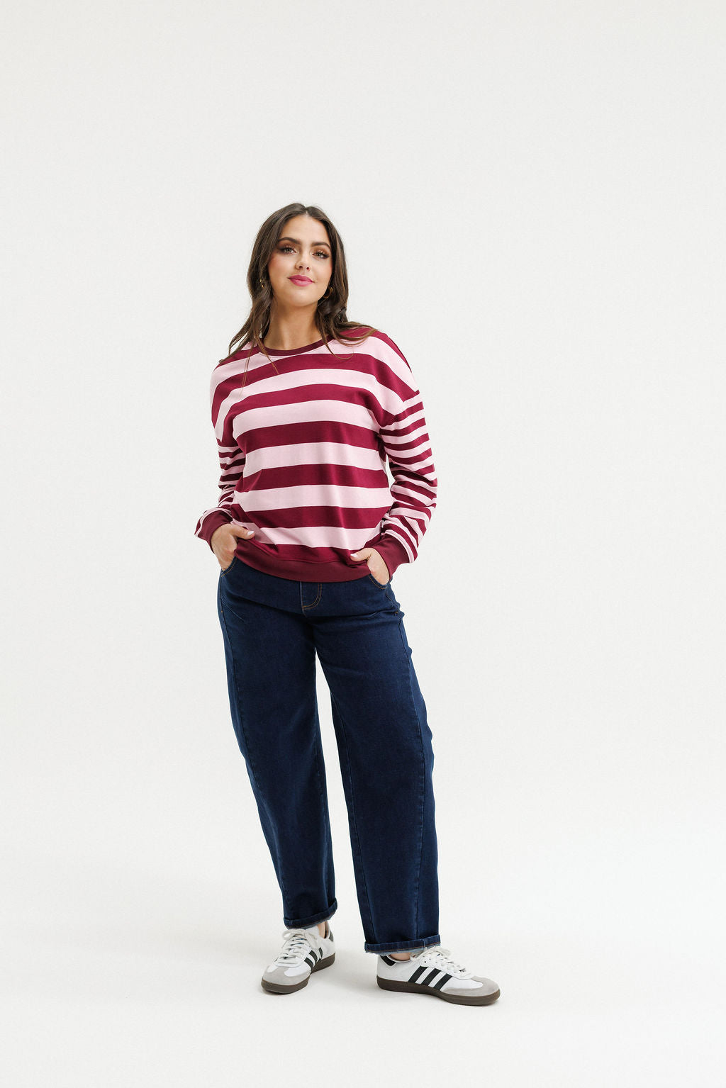 COMING SOON - Hugo Crew - Merlot &amp; Blush Stripe