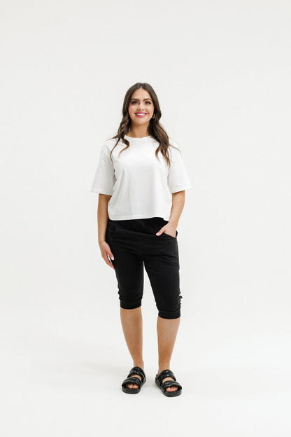 COMING SOON - 3/4 Apartment Pants - Black with Hydrangea/White X