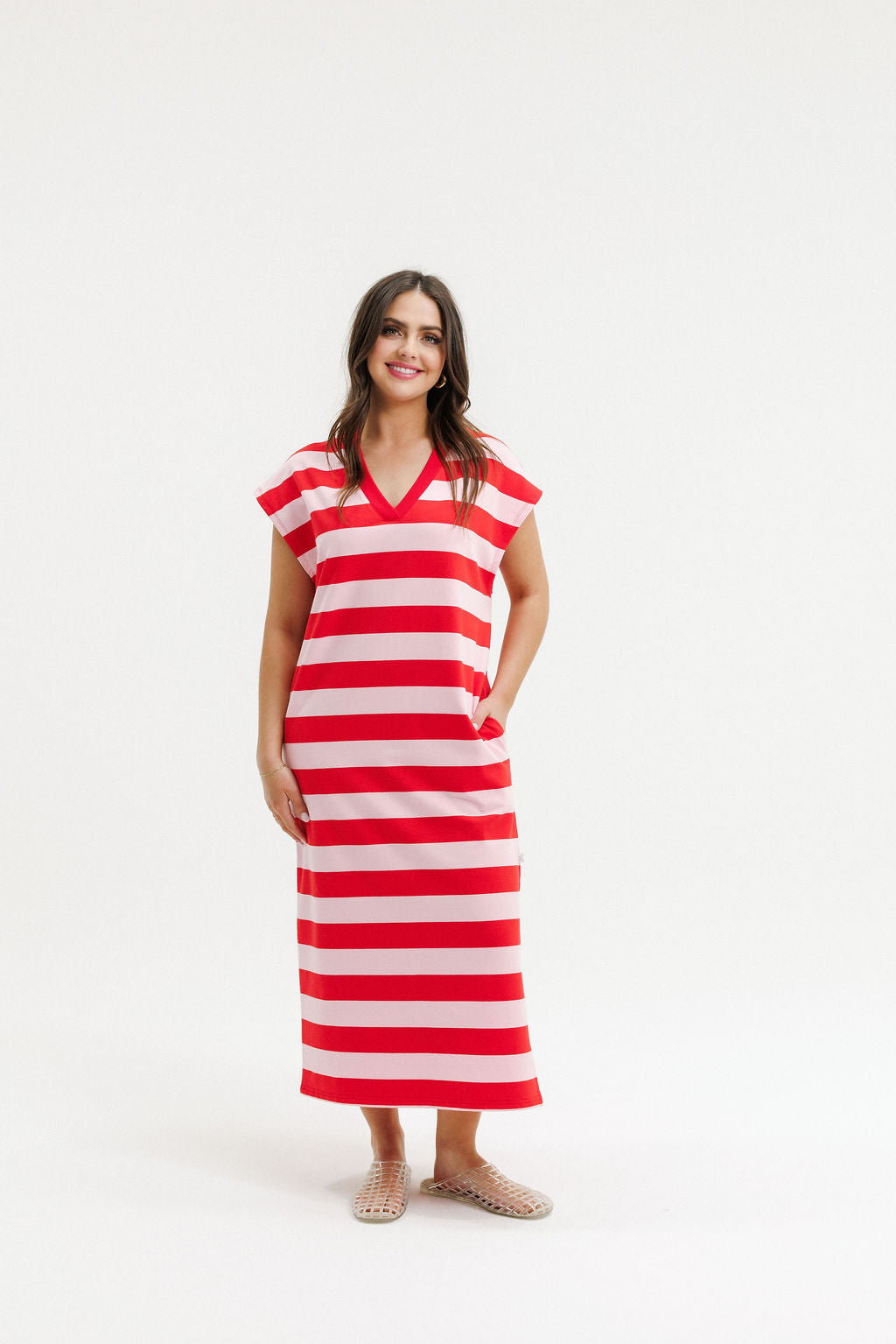COMING SOON - Ada Dress - Cherry &amp; Blush Stripes