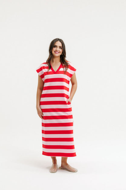 COMING SOON - Ada Dress - Cherry &amp; Blush Stripes