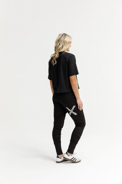 Apartment Pants - Winter Weight - Black with Graphite Daisy X