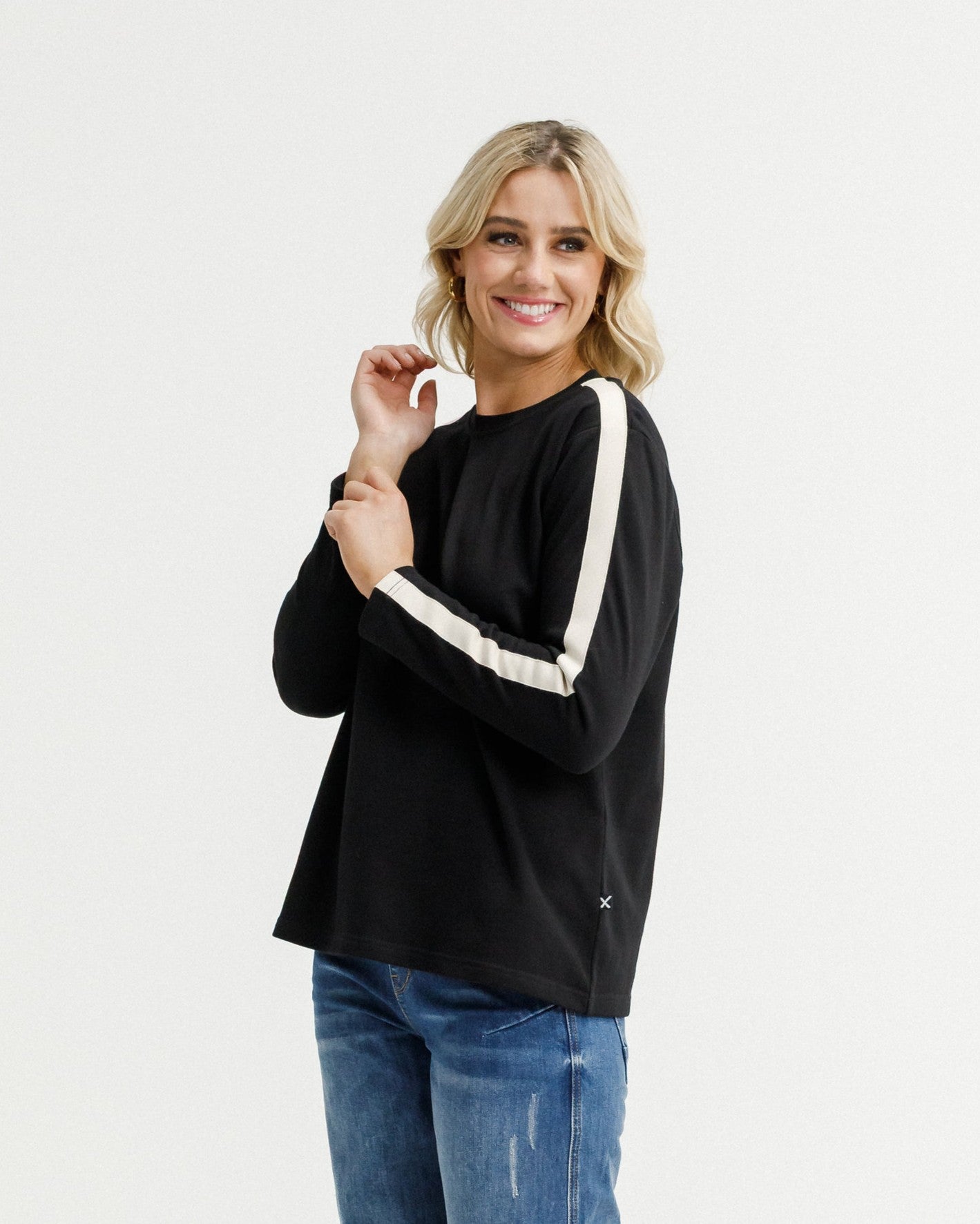 Long Sleeve Chris Tee - Black &amp; Sand