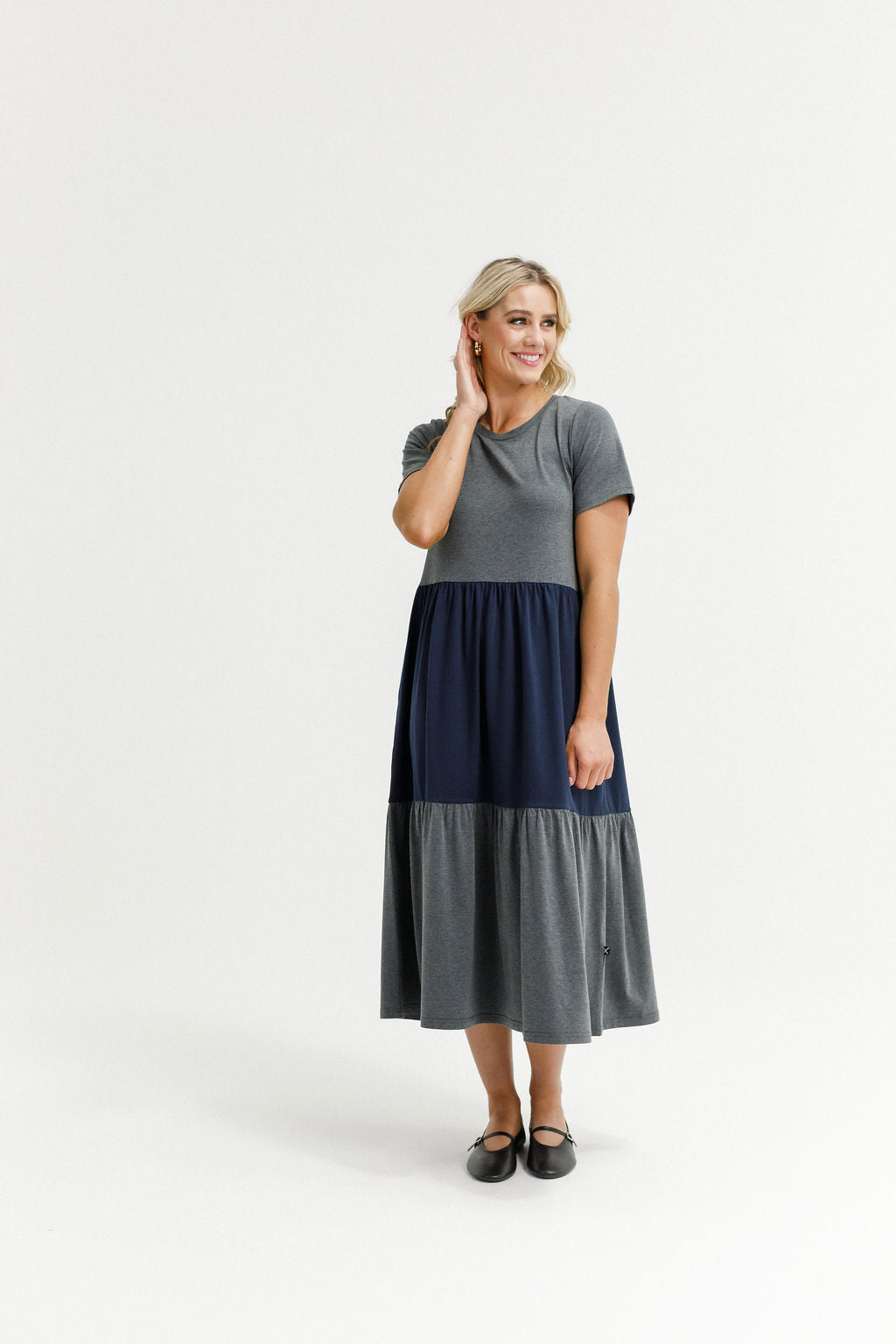 Kaitlin Dress - Charcoal and Navy