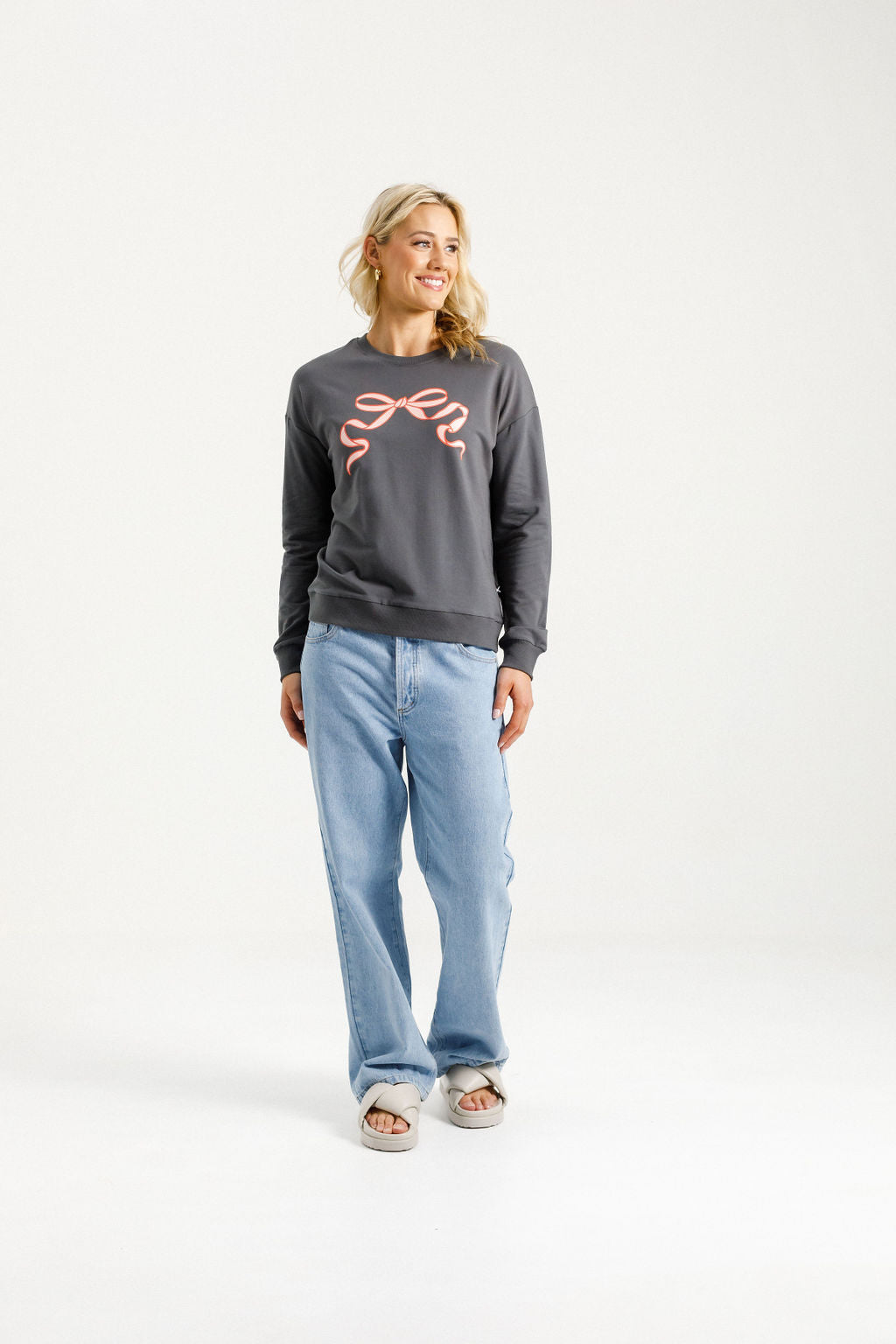 Camilla Crew - Graphite with Blossom Berry Bow