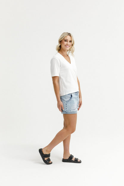 Coming Soon - V Neck Tee - Vanilla