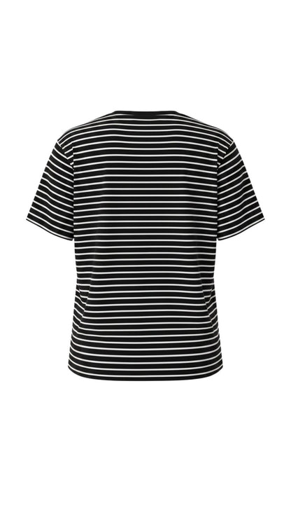 Lulu Tee - Black with White Stripes