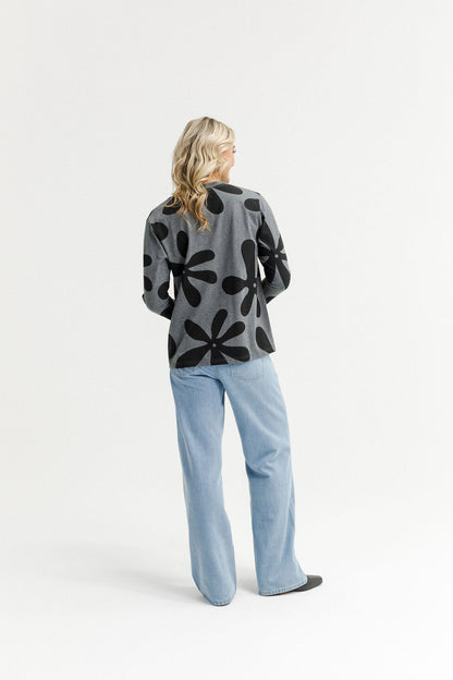 Long Sleeve Chris Tee - Graphite Daisies