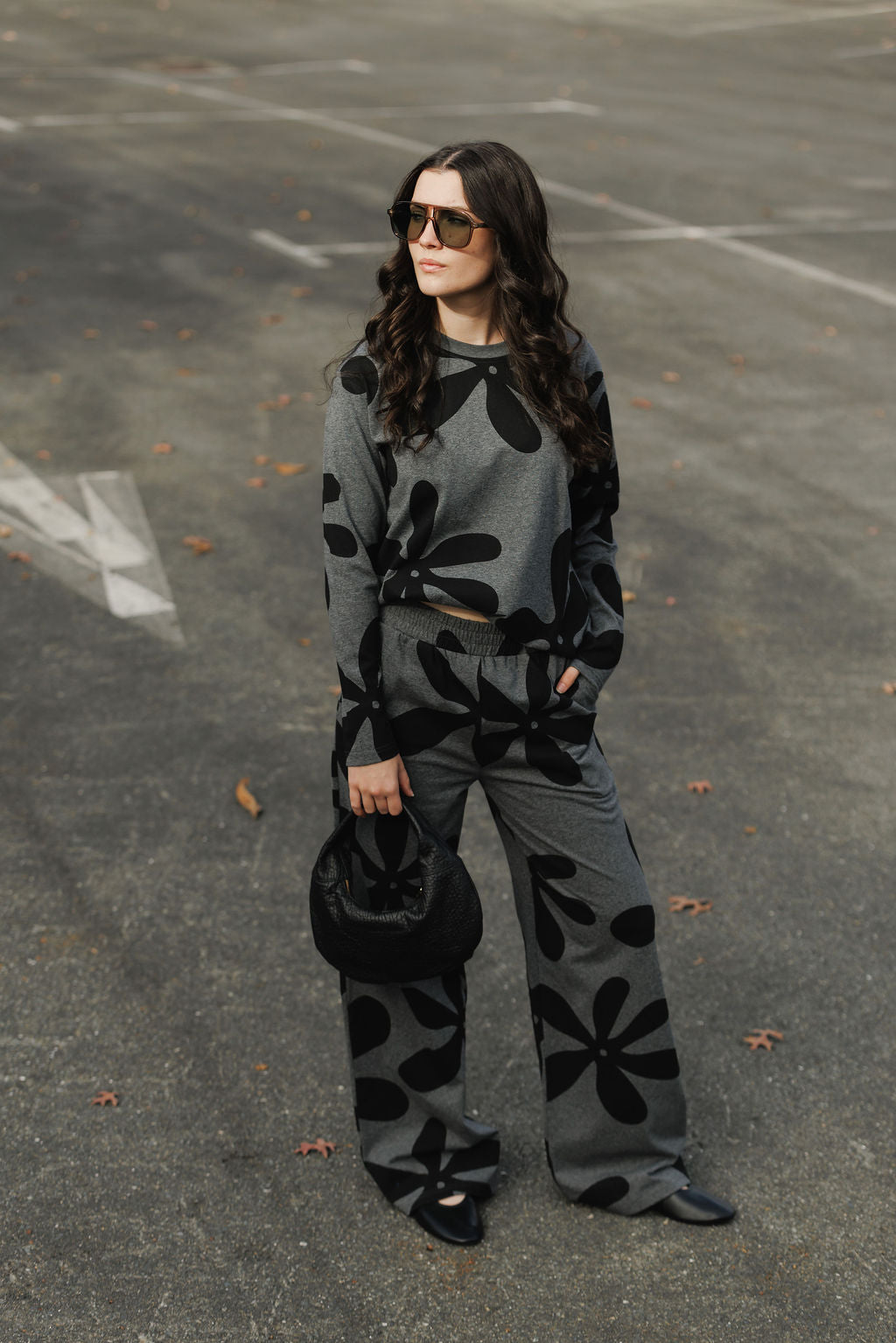 Palazzo Pants - Graphite Daisies