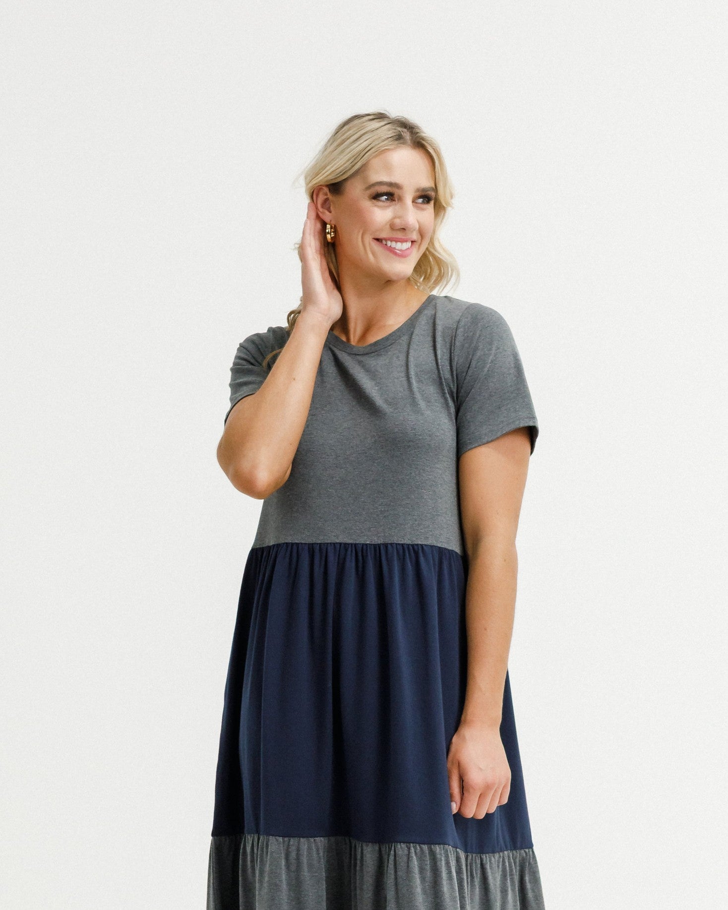 Kaitlin Dress - Charcoal and Navy
