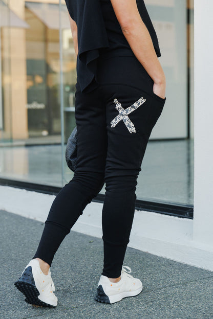 Apartment Pants - Winter Weight - Black with Graphite Daisy X