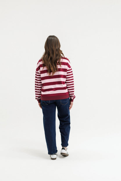 COMING SOON - Hugo Crew - Merlot &amp; Blush Stripe
