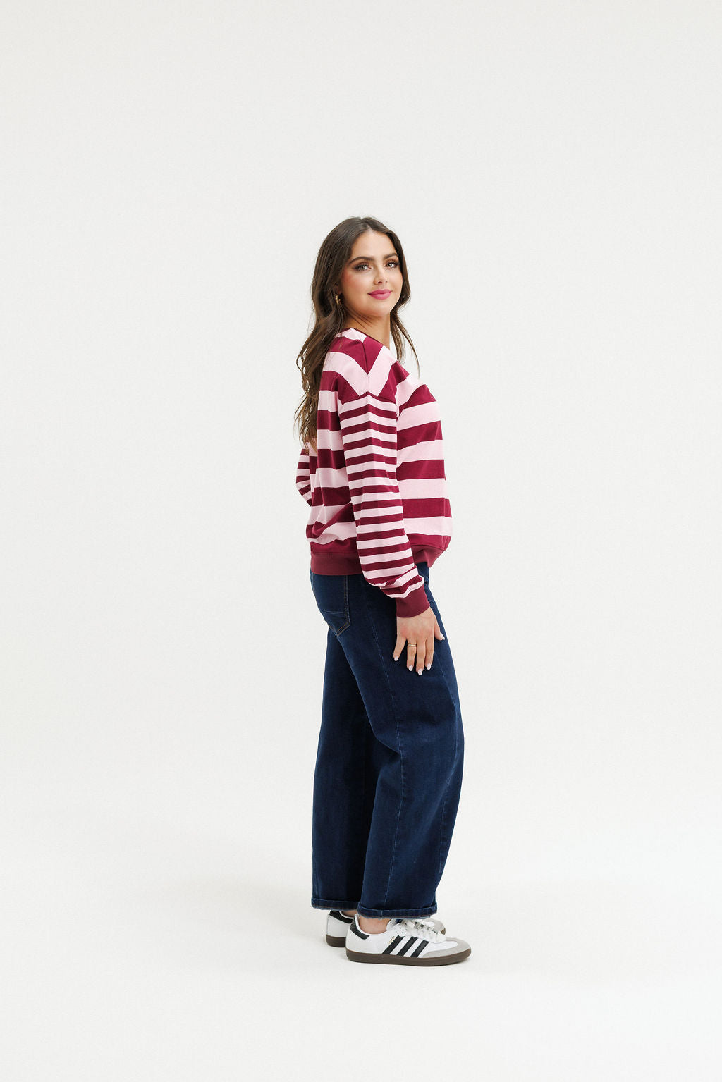 COMING SOON - Hugo Crew - Merlot &amp; Blush Stripe