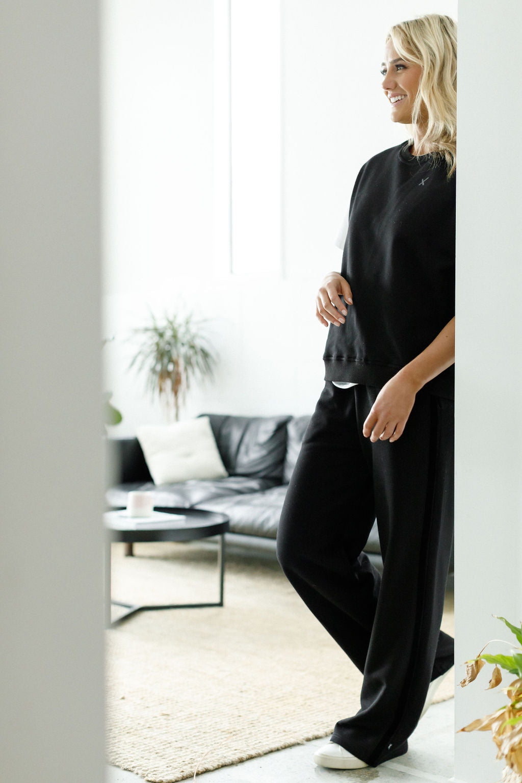 Palazzo Pants -  Alpine Weight - Black with Black Velvet Ribbon