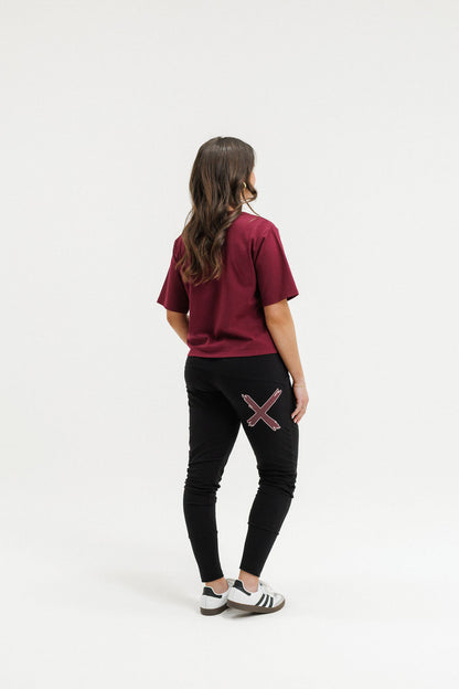 COMING SOON - Apartment Pants - Black with Merlot/Blush X