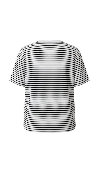 Lulu Tee - White with Black Stripes