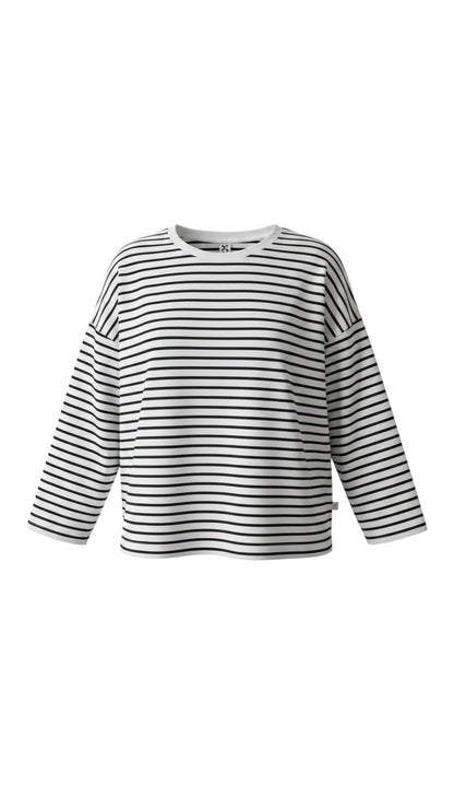Polly Long Sleeve - White with Black Stripes