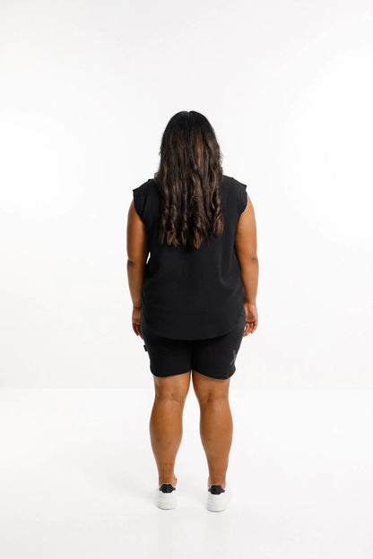 Apartment Shorts - Black with Large Black Matte X Print