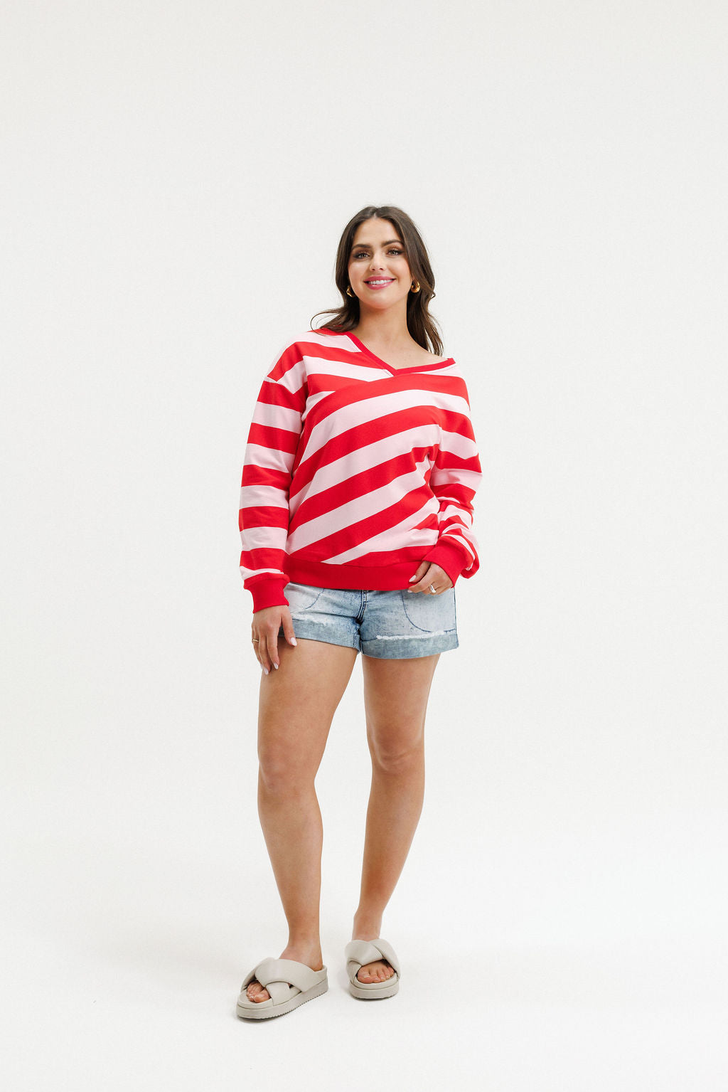 COMING SOON - Nora Crew - Cherry &amp; Blush Stripe