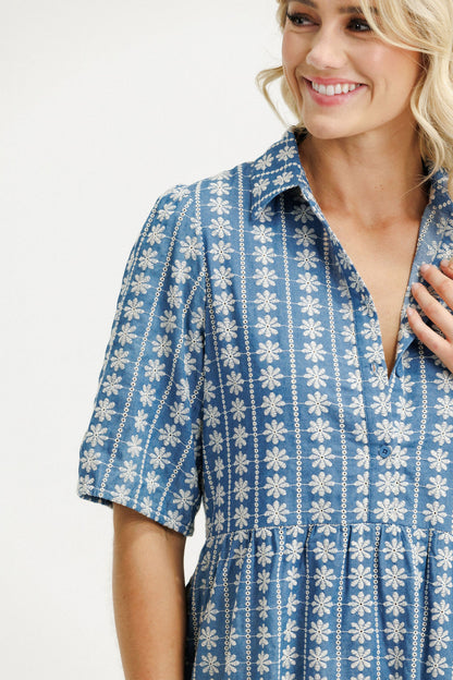 Coming Soon - Khloe Mini Dress - Blue Daisy