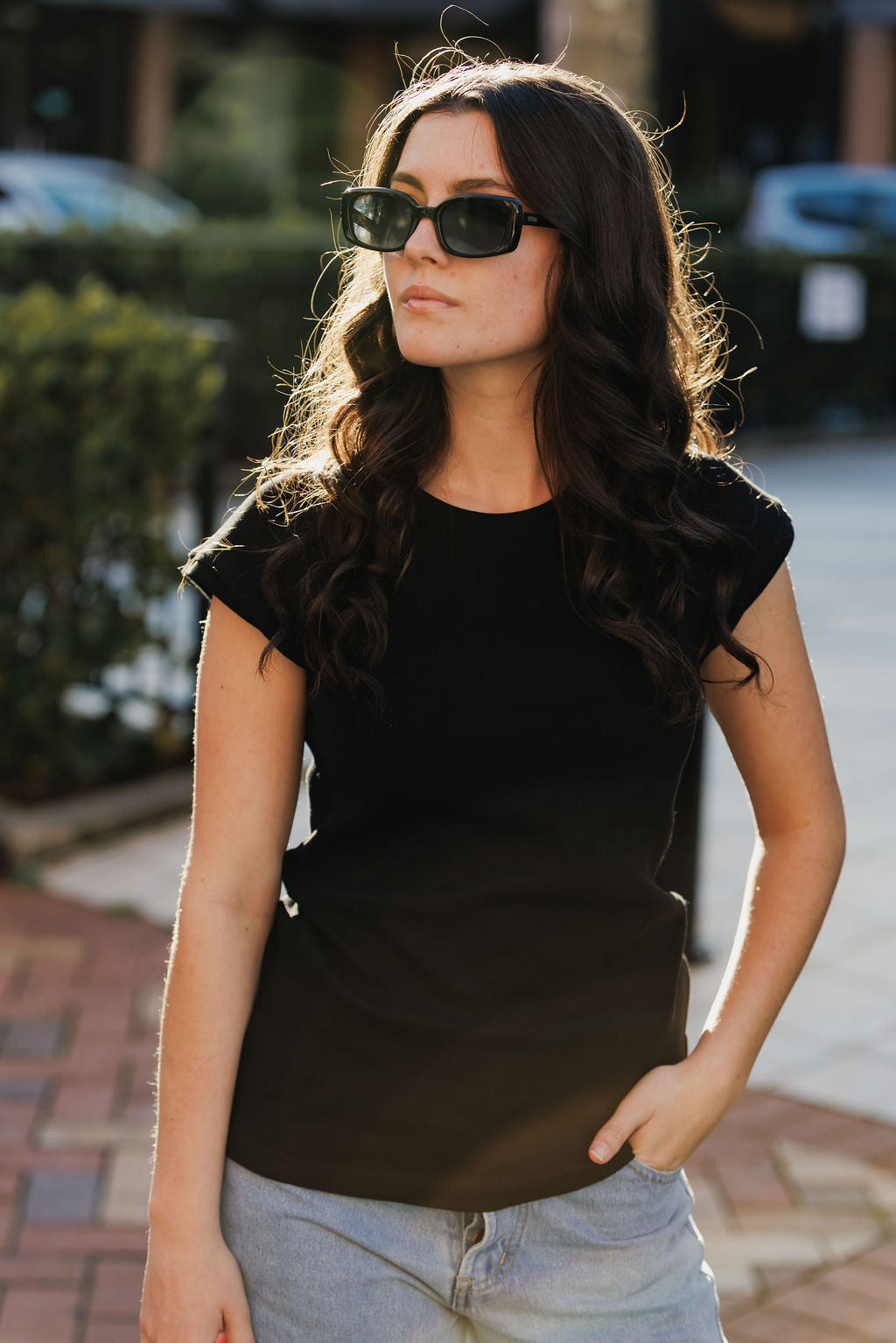 Ribbed Raglan Tee - Black